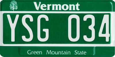 VT license plate YSG034