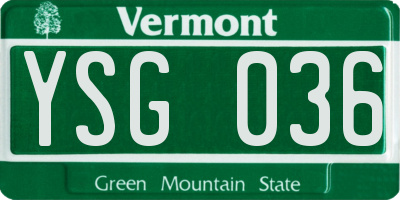 VT license plate YSG036