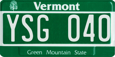 VT license plate YSG040