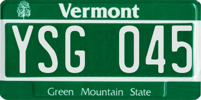 VT license plate YSG045