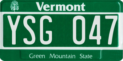 VT license plate YSG047