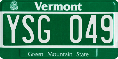 VT license plate YSG049