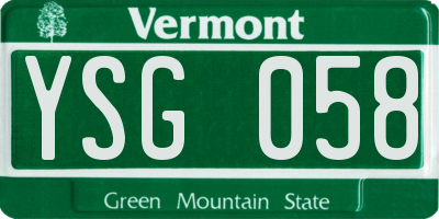 VT license plate YSG058