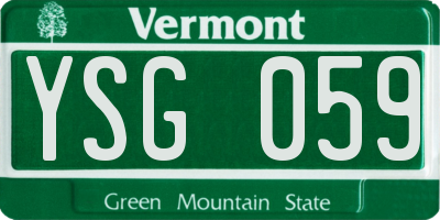 VT license plate YSG059