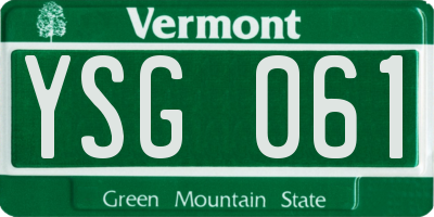 VT license plate YSG061