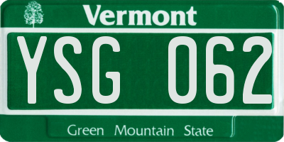 VT license plate YSG062