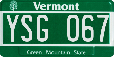 VT license plate YSG067