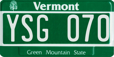 VT license plate YSG070