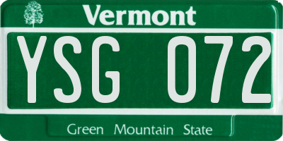 VT license plate YSG072
