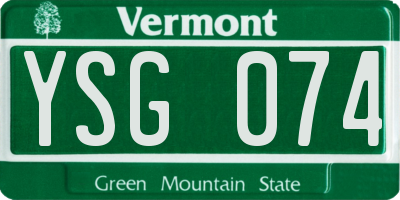 VT license plate YSG074