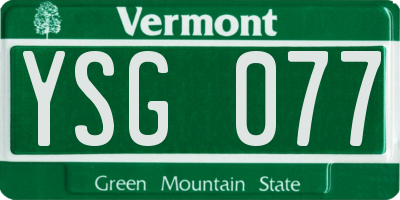 VT license plate YSG077