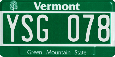 VT license plate YSG078