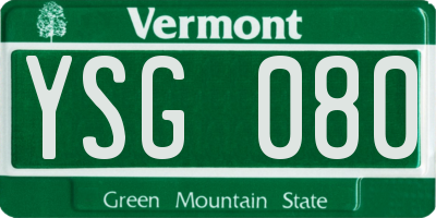 VT license plate YSG080