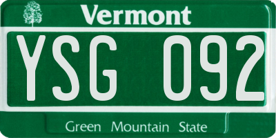 VT license plate YSG092