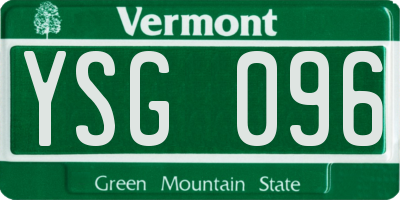 VT license plate YSG096