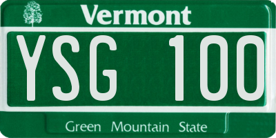 VT license plate YSG100