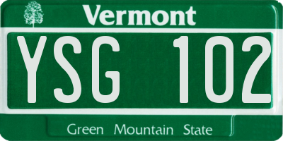 VT license plate YSG102