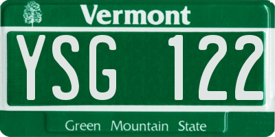 VT license plate YSG122