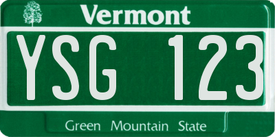 VT license plate YSG123