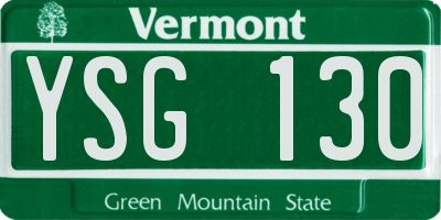 VT license plate YSG130