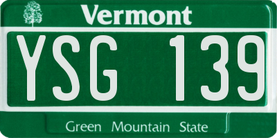 VT license plate YSG139