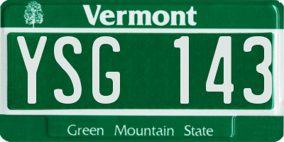 VT license plate YSG143