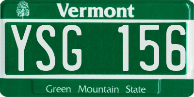 VT license plate YSG156