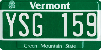 VT license plate YSG159
