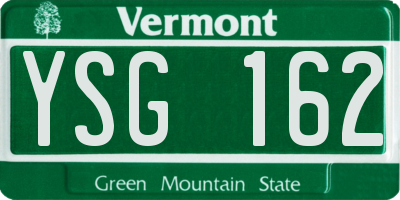 VT license plate YSG162