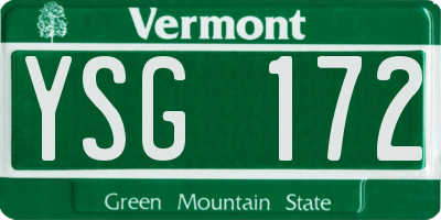 VT license plate YSG172