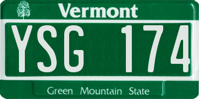 VT license plate YSG174