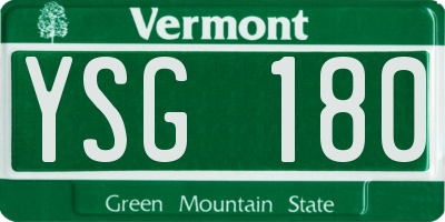 VT license plate YSG180