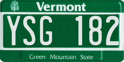 VT license plate YSG182