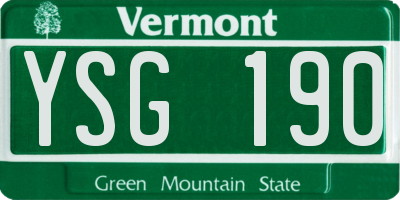 VT license plate YSG190