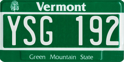VT license plate YSG192