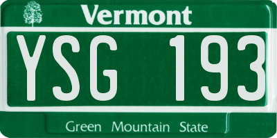 VT license plate YSG193