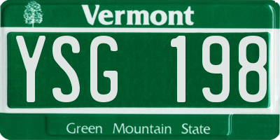 VT license plate YSG198