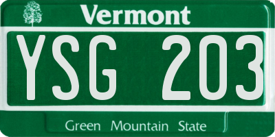 VT license plate YSG203