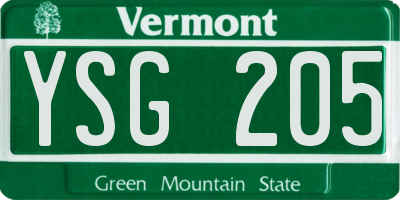 VT license plate YSG205