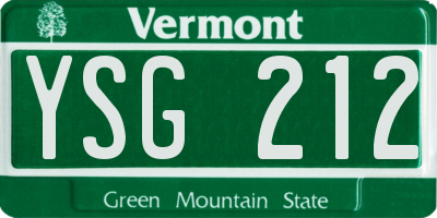 VT license plate YSG212