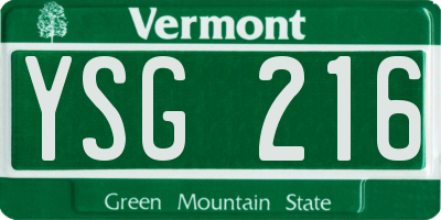 VT license plate YSG216
