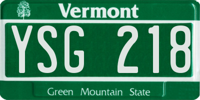 VT license plate YSG218