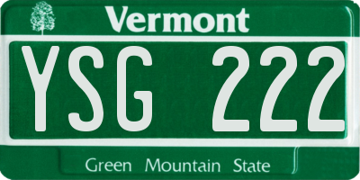 VT license plate YSG222