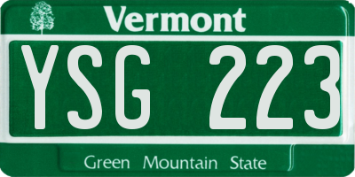 VT license plate YSG223