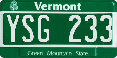 VT license plate YSG233