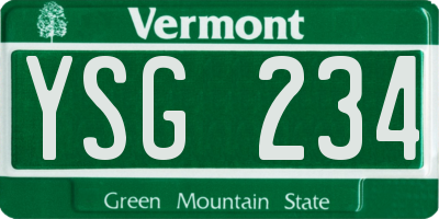 VT license plate YSG234