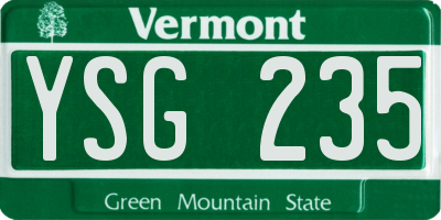 VT license plate YSG235