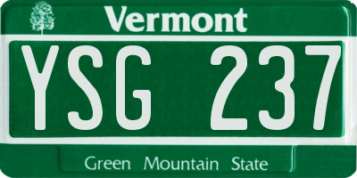 VT license plate YSG237