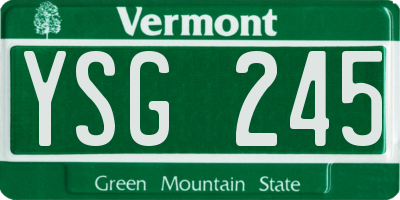 VT license plate YSG245