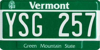 VT license plate YSG257